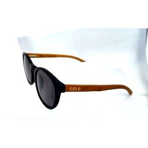 SOLO Peru Women's Sunglass Black And Bamboo Wood Temples Cat Eyes 50-21-140
